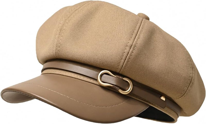 FJQZWTK Womens Newsboy Cap Fashion PU Leather Cabbie Painter Hat Beret Cap - Image 1